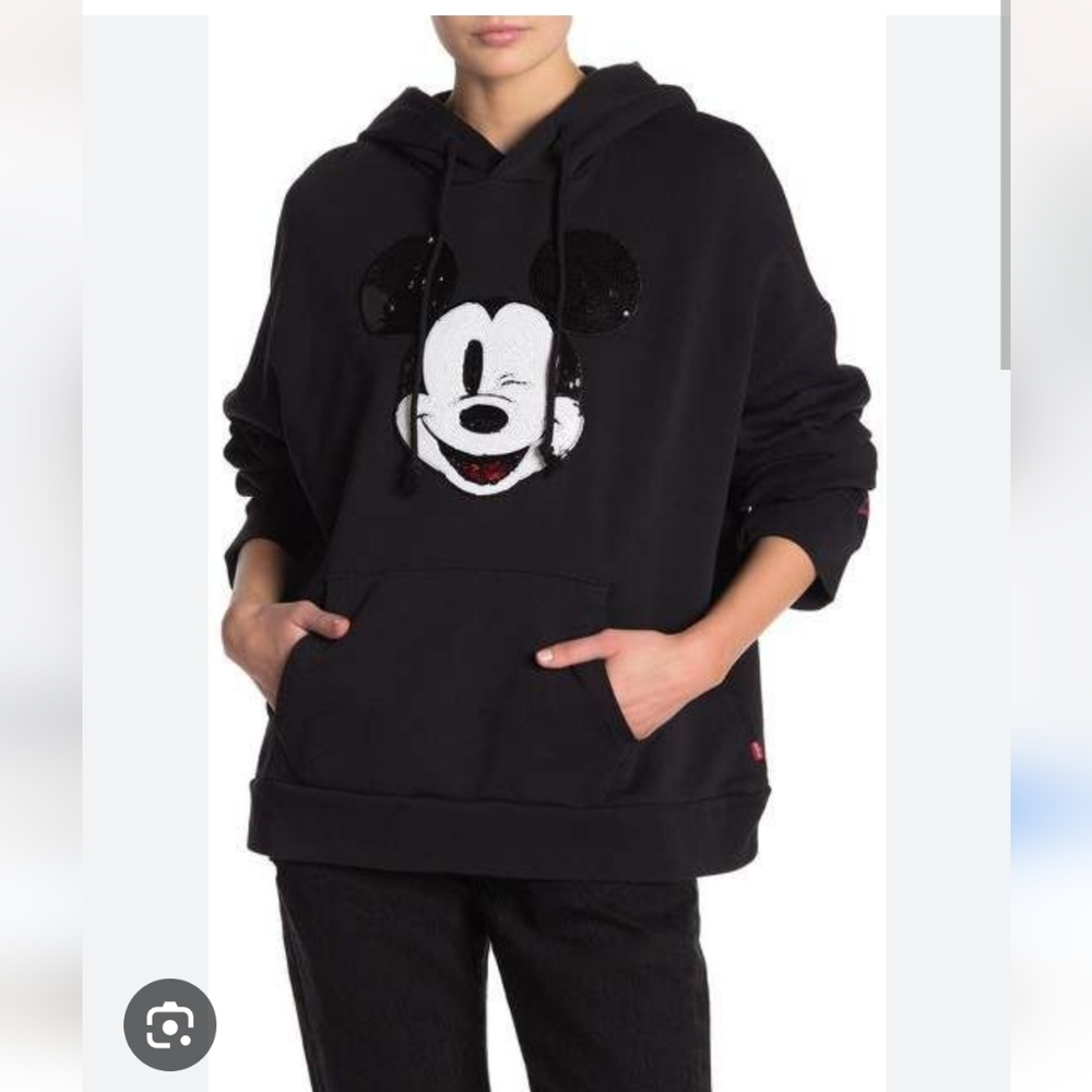 Levi's X Mickey Mouse Sequin Black Hoodie. M